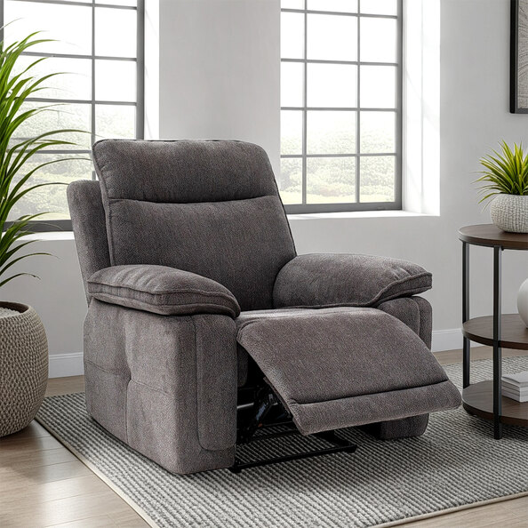 Celeste Fabric Electric Recliner 1 Seater Sofa in Charcoal