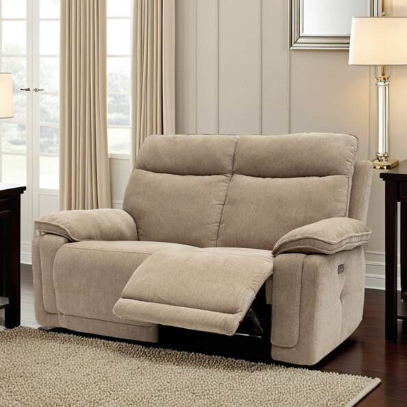 Celeste Fabric Electric Recliner 2 Seater Sofa in Camel