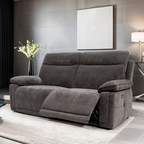 Celeste Fabric Electric Recliner 2 Seater Sofa in Charcoal