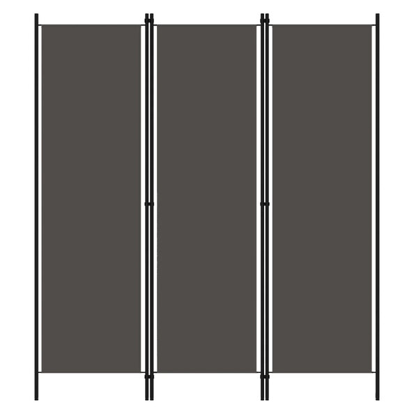Celina Fabric 3 Panels 150cm x 180cm Room Divider In Anthracite