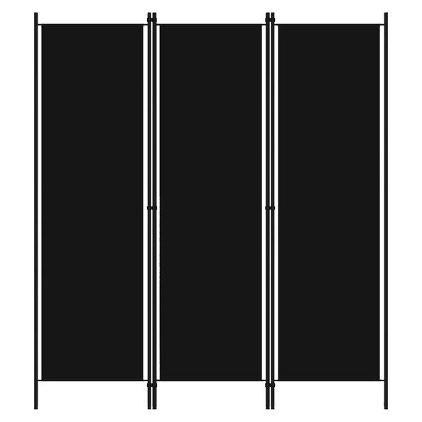 Celina Fabric 3 Panels 150cm x 180cm Room Divider In Black