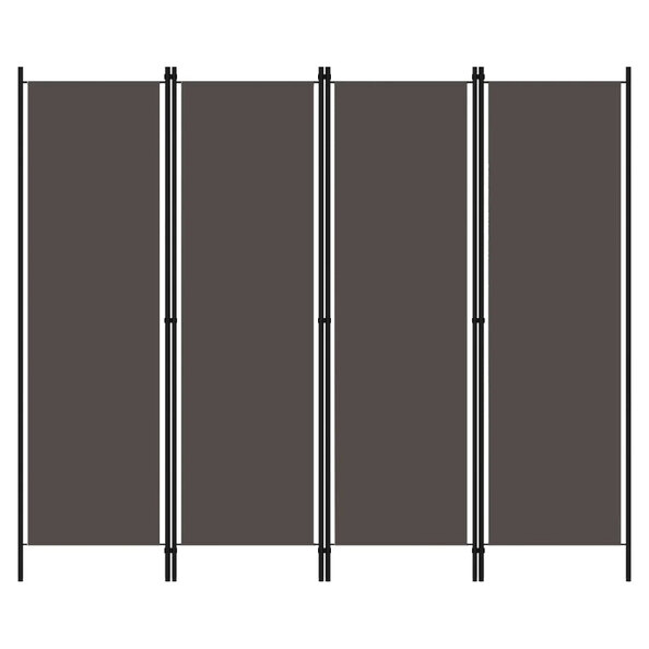 Celina Fabric 4 Panels 200cm x 180cm Room Divider In Anthracite