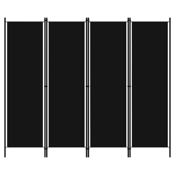 Celina Fabric 4 Panels 200cm x 180cm Room Divider In Black