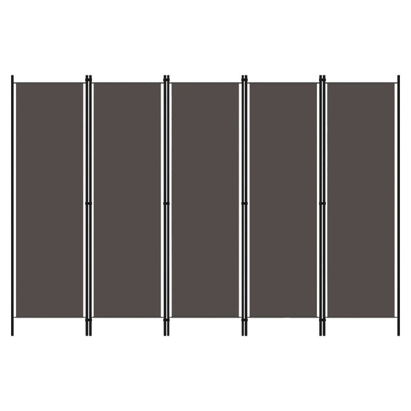 Celina Fabric 5 Panels 250cm x 180cm Room Divider In Anthracite