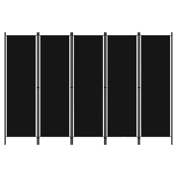 Celina Fabric 5 Panels 250cm x 180cm Room Divider In Black
