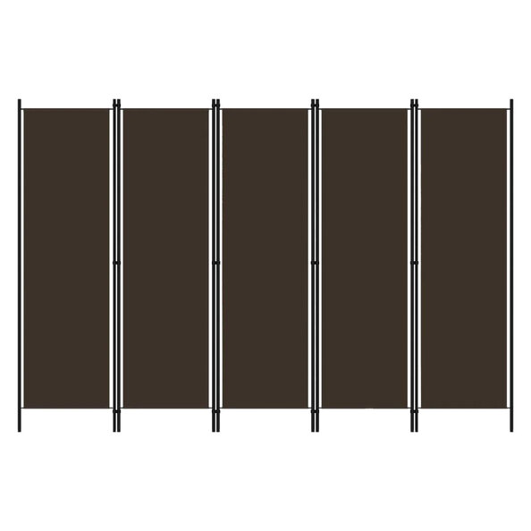 Celina Fabric 5 Panels 250cm x 180cm Room Divider In Brown