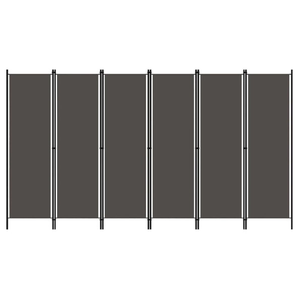 Celina Fabric 6 Panels 300cm x 180cm Room Divider In Anthracite