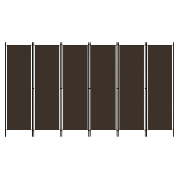 Celina Fabric 6 Panels 300cm x 180cm Room Divider In Brown