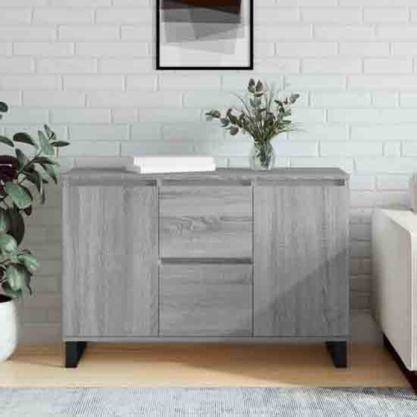 Celina Wooden Sideboard With 2 Doors 2 Drawers In Grey Sonoma