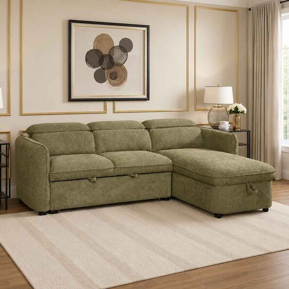 Celmora Fabric Universal Corner Sofabed in Green