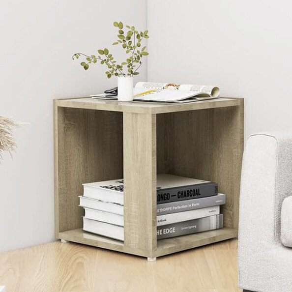 Celous Square Wooden Side Table In Sonoma Oak