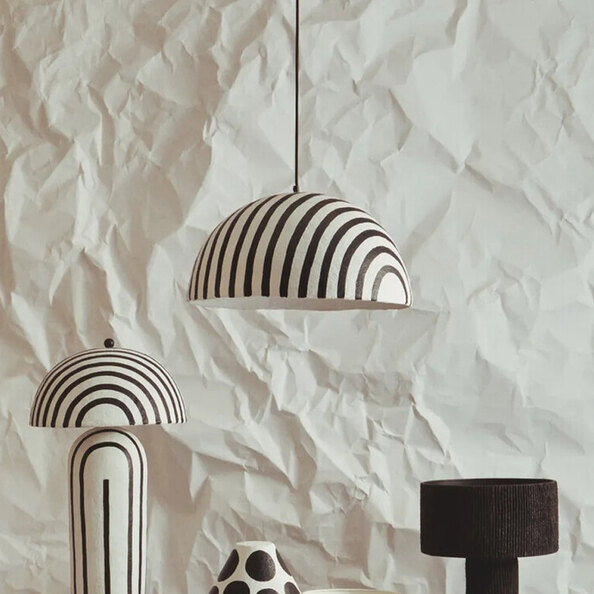 Cerano Metal Domed Ceiling Pendant Light in Black and White