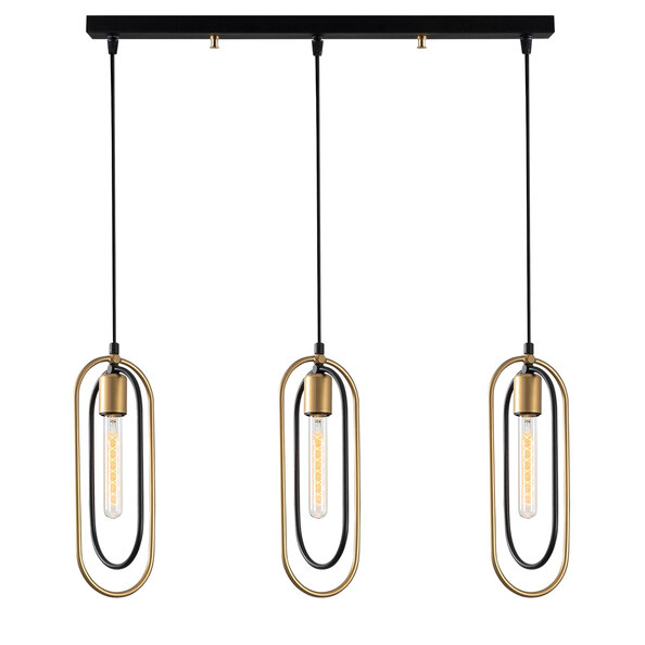 Cerco 3 Light Metal Ceiling Pendant Light in Black and Gold