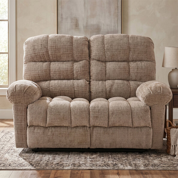 Cerritos Fabric Manual Recliner 2 Seater Sofa in Beige