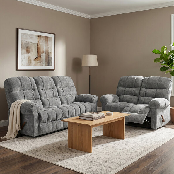 Cerritos Fabric Manual Recliner 3+2 Sofa Set in Graphite