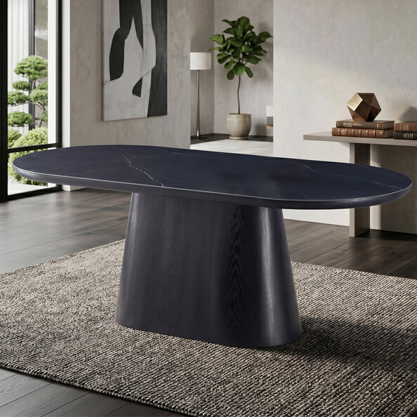 Chambly Rectangular Sintered Stone Top Dining Table in Black