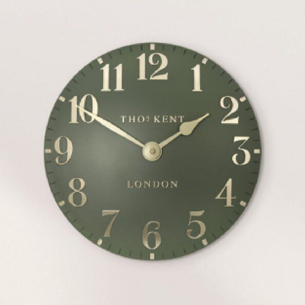 Chantilly Medium Metal Mantel Clock In Lichen Green