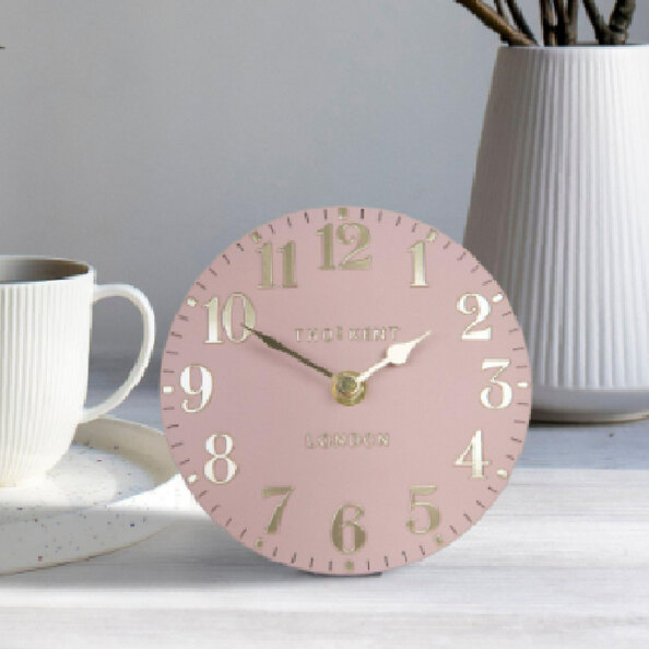 Chantilly Small Metal Mantel Clock In Blush Pink