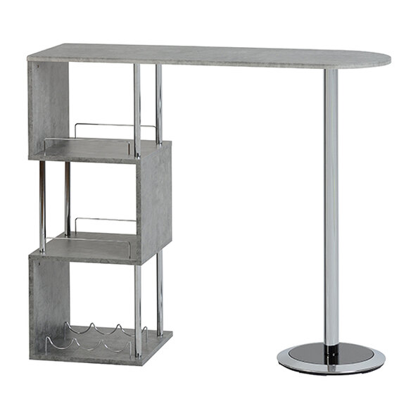Cayuta Home Bar Table In Concrete Effect And Chrome