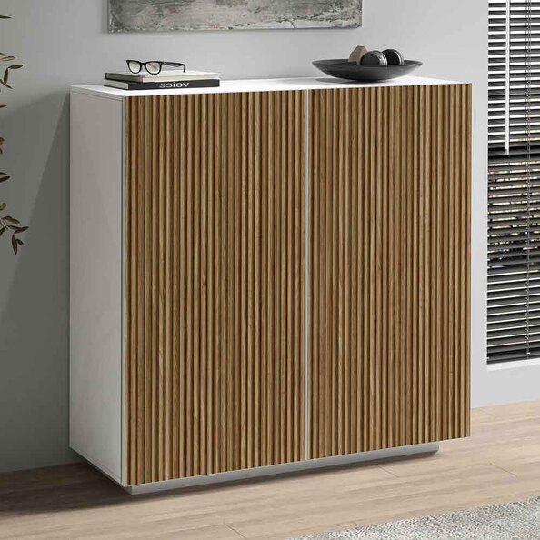 Charleston Wooden Storage Cabinet With 2 Doors In White And Light Oak