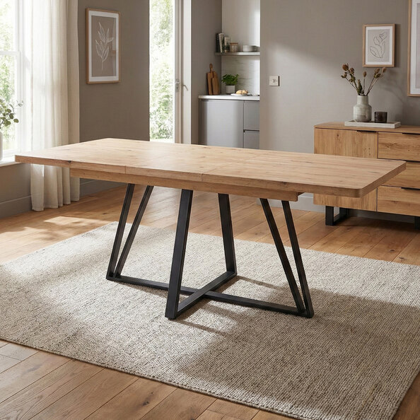 Charlotte Wooden Extending Dining Table In Oak