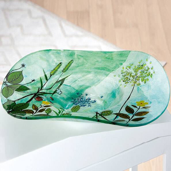 Charlton Glass Round Flower Bowl In Multicoloured