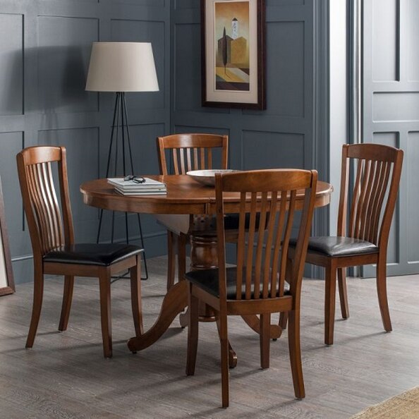 Caledon Round Extending Mahogany Dining Table With 4 Chairs
