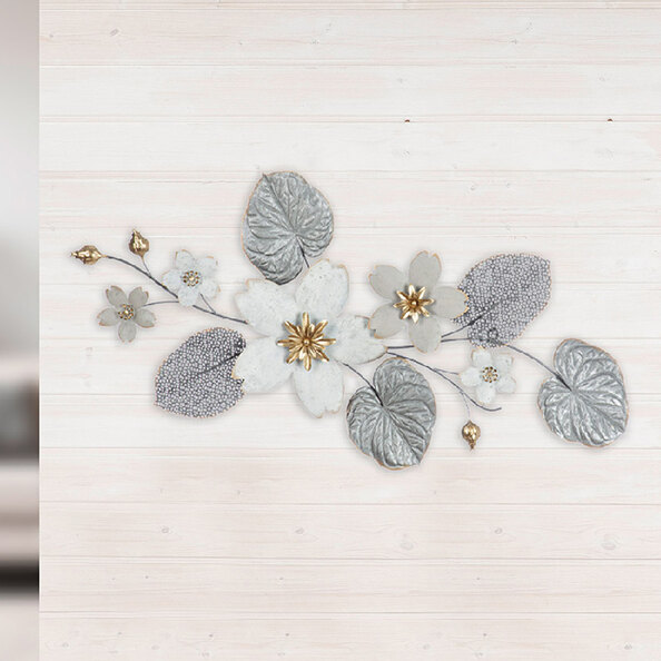 Cheam Metal Cherry blossom Wall Art In Silver And Grey