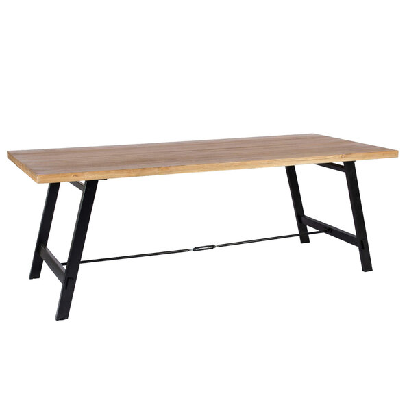 Cheney Large Wooden Dining Table With Black Metal Legs In Oak