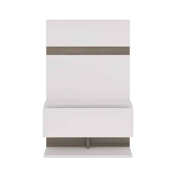 Cheya High Gloss Bedside Cabinet with 1 Shelf in White Truffle Oak