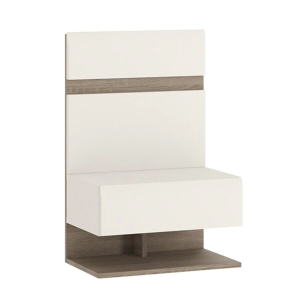 Cheya High Gloss Bedside Cabinet With 1 Shelf In White Truffle Oak