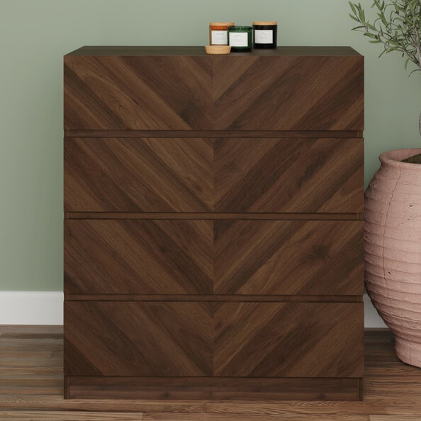 Ciana Wooden Chest Of 4 Drawers In Royal Walnut