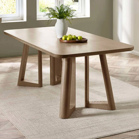 Cirella Rectangular Wooden Dining Table in Smoked Oak