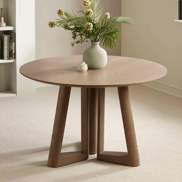 Cirella Round Wooden Dining Table in Smoked Oak