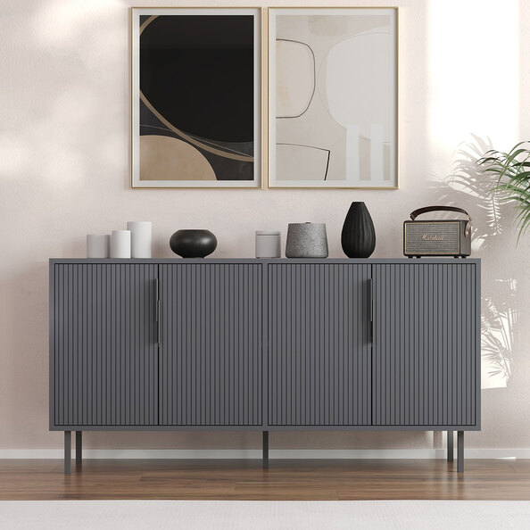 Clara Wooden Sideboard with 4 Doors in Anthracite