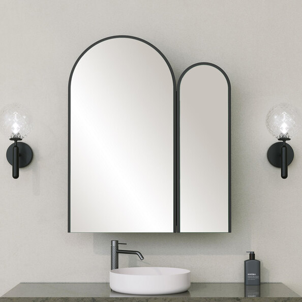 Classe Wooden Bathroom Mirror Cabinet in Black