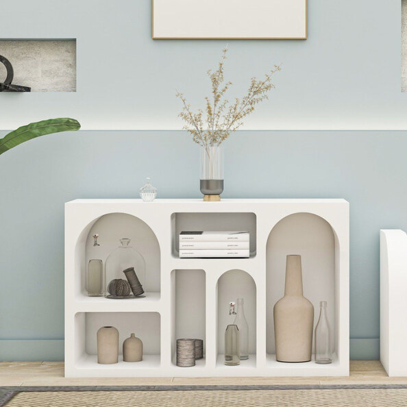 Clavero Wooden Display Unit with 6 Shelves in White