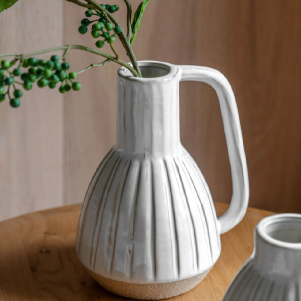 Clayton Large Ceramic Handled Vase In White