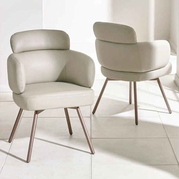 Cleburne Beige Faux Leather Dining Chairs - Pair