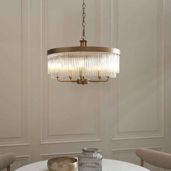 Clermont Metal 5 Ceiling Pendant Light in Antique Brass