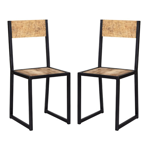 Clio Industrial Oak Wooden Dining Chairs In Pair