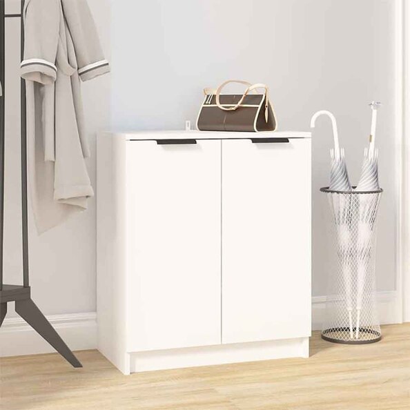 Clive Wooden Shoe Storage Cabinet With 2 Door In White