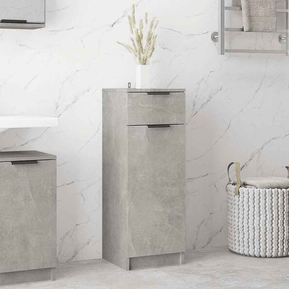 Clive Wooden Storage Cabinet With 1 Drawer 1 Door In Concrete Grey
