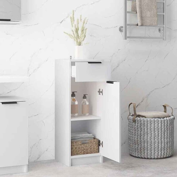 Clive Wooden Storage Cabinet With 1 Drawer 1 Door In White