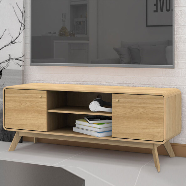 Clive Wooden TV Stand with 2 Doors in Oak