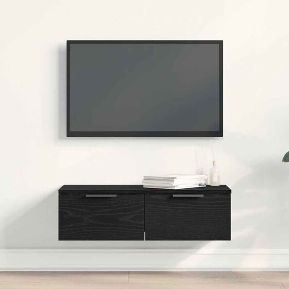 Clive Wooden TV Stand With 2 Drawer In Black Oak