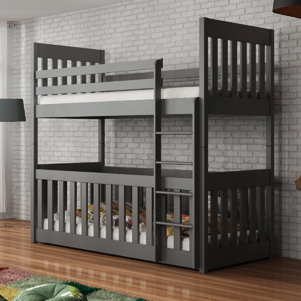 Clovis Wooden Bunk Bed With Bonnell Mattress in Graphite