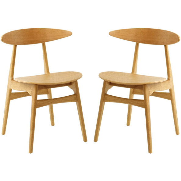 Clynnog Natural Oak Wooden Side Dining Chairs In Pair