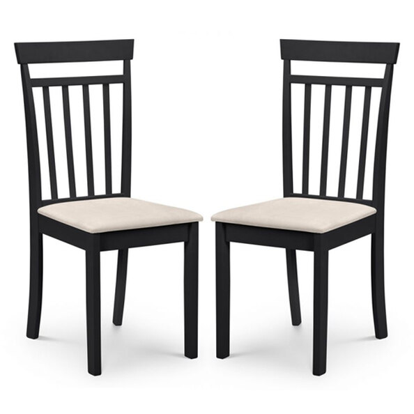 Calista Black Wooden Dining Chairs With Ivory Seat In Pair