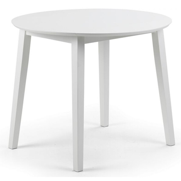 Calista Round Drop-Leaf Wooden Dining Table In White